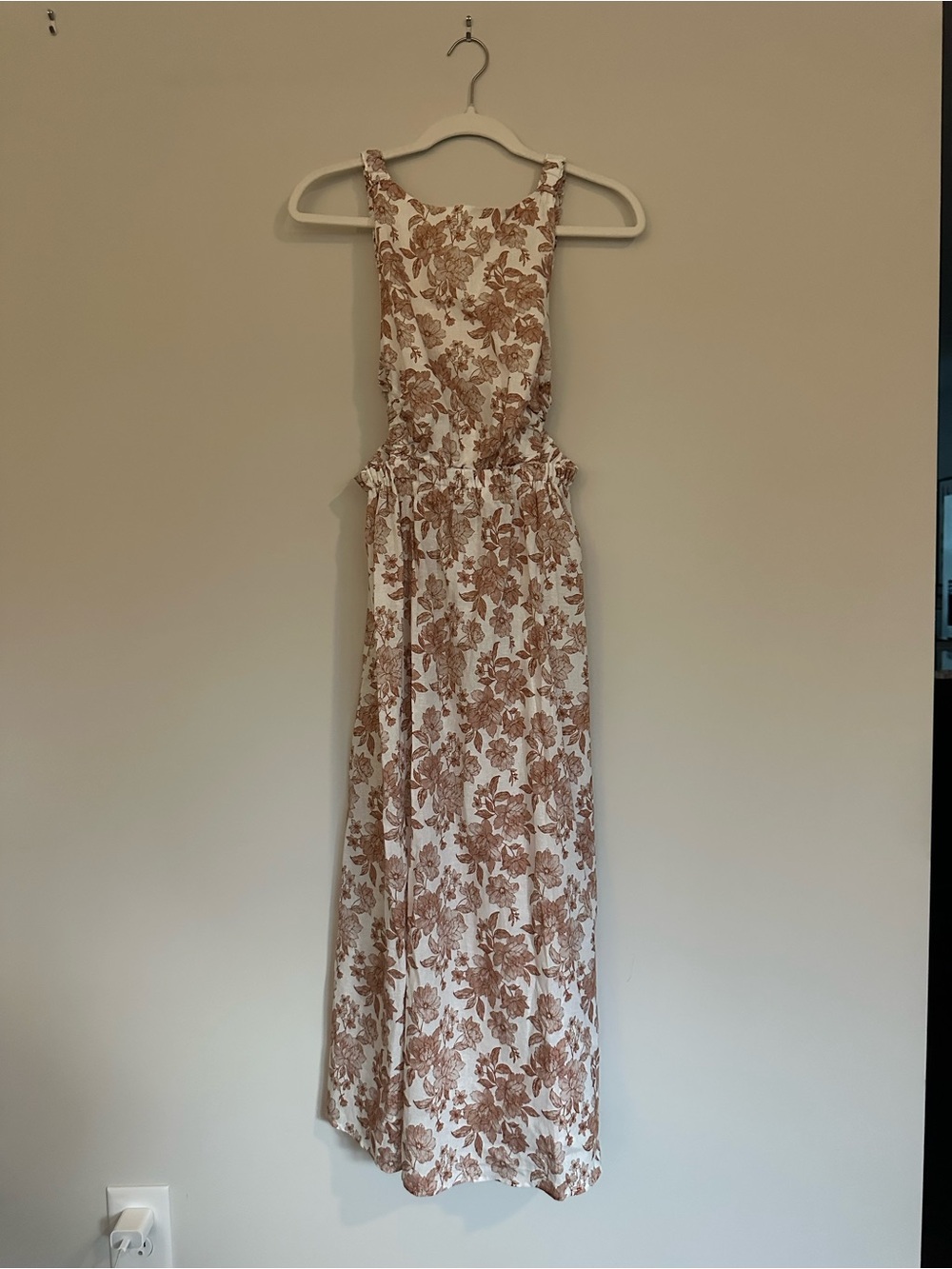 Petal & Pup Cream Midi Dress with Brown Floral Esther Dress NWT
